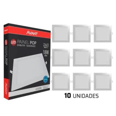 Imagem de Kit 10 Painel Plafon Led Embutir 22cm 18w 6500k Branca Avant
