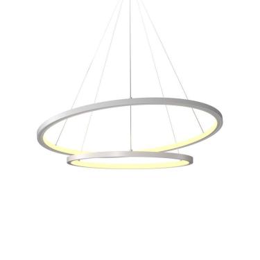 Imagem de Lustre Pendente Orluce Tabat OR1788 com 2 Aros 60/40cm Branco Led Bivolt