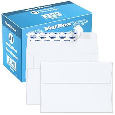 Imagem de Envelopes de papel kraft da ValBox 100 Qtd, autovedação, branco para cartões, fotos, convites, casamentos, chá de bebê, aniversário, anúncios, RSVP, Branco, A1 (3.5 x 5 Inches)