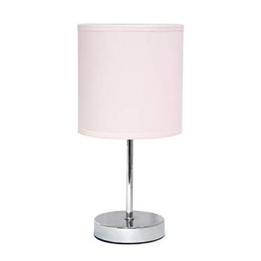 Imagem de Simple Designs Mini luminária de mesa básica cromada LT2007-BPK com persiana de tecido, rosa blush