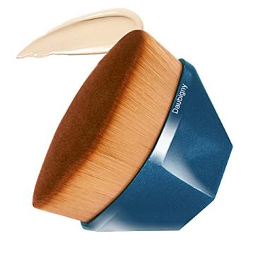 Imagem de Daubigny Pincel de maquiagem perfeito para blush facial para misturar cosméticos líquidos, cremes ou em pó impecáveis com estojo protetor (azul)