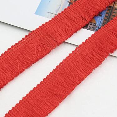 Imagem de 1 m engrossar guarnições de borla 2,5 cm de largura cortina de poliéster/travesseiro guarnição brinco/bolsa roupas decorativas renda franja costura, vermelho