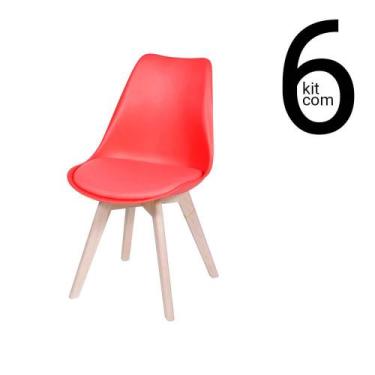 Imagem de Conjunto 6 Cadeiras Saarinen Wood - Vermelha - Ordesign