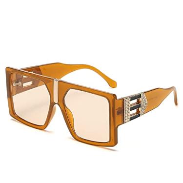 Imagem de Óculos de sol conjunto de diamantes para mulheres moda grande armação anti uv óculos de sol de perna larga tendência de personalidade, 7, tamanho único