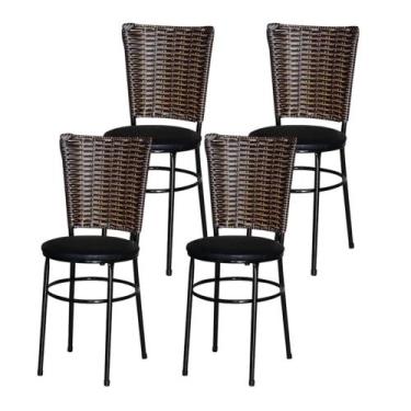 Imagem de Jogo 4 Cadeiras Para Cozinha Preta Hawai Cappuccino - Lamar Design