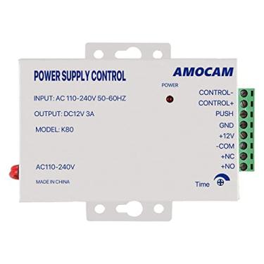 Imagem de Controle de fonte de alimentação AMOCAM K80, fonte de alimentação CA 110-240V para CC 12V para sistema de controle de acesso à porta, campainha de vídeo, trava elétrica, trava de parafuso, trava