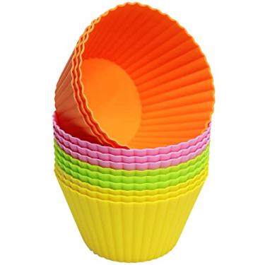 Imagem de Forros de silicone extra grandes para cupcake, pacote com 12 – Forros antiaderentes para cupcake e muffin, copos de silicone jumbo reutilizáveis, fáceis de limpar, perfeitos para cupcake, muffin, mousse