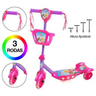 Imagem de Brinquedo Infantil Patinete Scooter 3 Rodas Com Cesta Luz - Dm Radical