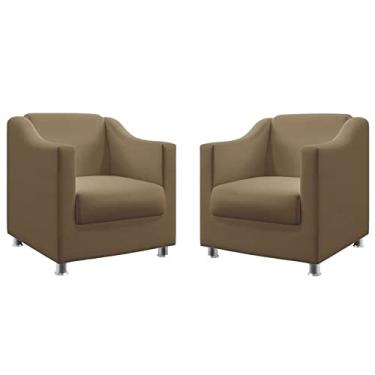 Imagem de Kit 2 Poltronas Decorativa Estofada Para Sala De Estar Tilla Sued Capuccino Aradecor