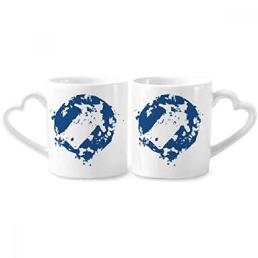 Imagem de Conjunto de canecas de porcelana para casal, design simples, ilustração redonda, padrão e flecha, coração