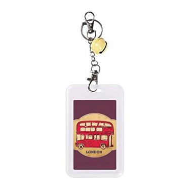 Imagem de Reino Unido London guarda-chuva selo emblema vermelho ônibus cartão de crédito protetor manga sino amarelo