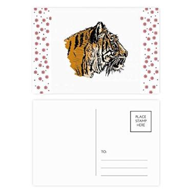 Imagem de Cabeça de Tigre Rei Animal Selvagem Natal Flor Celebração Cartão postal Bênção
