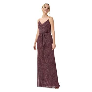 Imagem de Adrianna Papell Vestido feminino metálico enrugado, Borgonha, 46