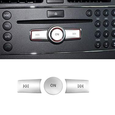 Imagem de Jaronx Compatível com adesivos de tampa de botão de rádio Mercedes Benz, X204/W204 botão de volume rádio ON tampa de botão para frente traseira capas de botão para C-Class W204 2008-2011, GLK X204 2010-2012