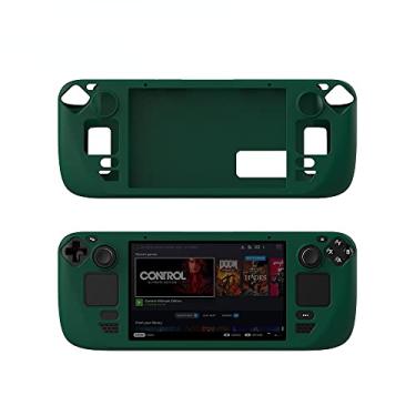 Imagem de Estojo de silicone para host Steam Deck, estojo protetor de silicone com tudo incluído para console de jogos Steam Deck (Verde)