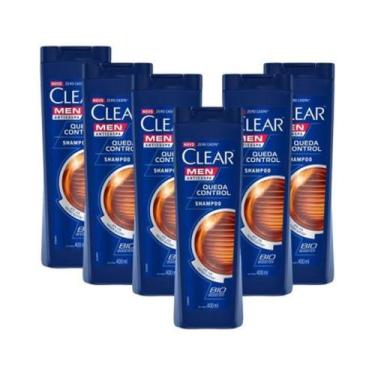Imagem de Kit 6 Shampoo Anticaspa Clear Men Queda Control 400ml