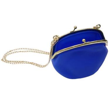 Imagem de Bolsa Silicone Tiracolo Vintage Azul Com Correntes Douradas (Bl-2662-6