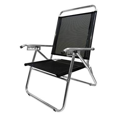 Imagem de Cadeira Alumínio King Reclinável 140 Kg 5 Posições Preta Zaka Super Resistente