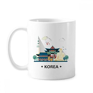 Imagem de Caneca clássica de cerâmica branca Tourist Atrations in Seoul Korea com alças 350 ml
