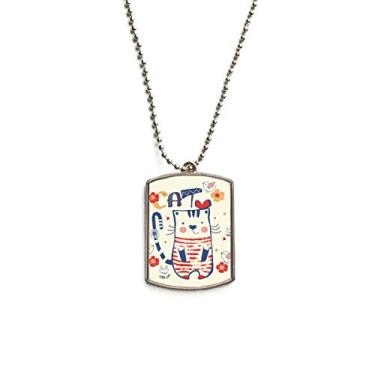 Imagem de Colar de aço inoxidável com pingente de gato fofo e desenho de flor de pássaro de gato