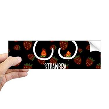 Imagem de DIYthinker Adesivo de para-choque retangular desenho engraçado morango vermelho decalque janela notebook