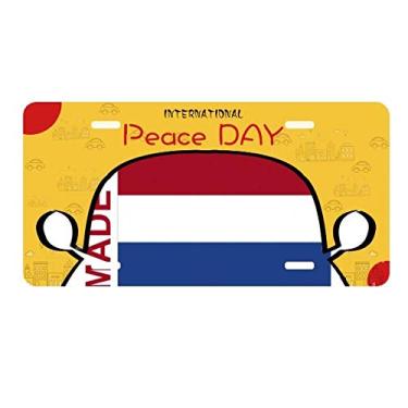 Imagem de DIYthinker Placa de licença Made in Netherlands Country Love para decoração de carro, dia da paz