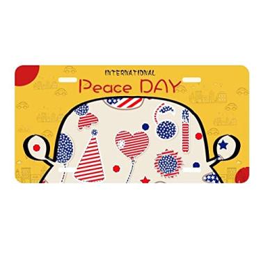 Imagem de DIYthinker Placa de carro com estampa de balão dos EUA com bandeira de coração e estrela para decoração de carro Dia da Paz