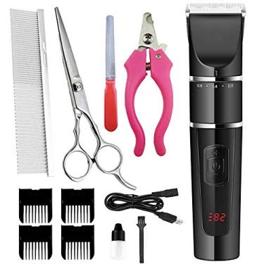 Imagem de N/H Barbeador de gatos para cães, kit de cuidados silencioso, 3 velocidades, cortador de cabelo profissional, lâminas destacáveis, sem fio, recarregável, com protetores, pentes para cães, gatos, pequenos animais