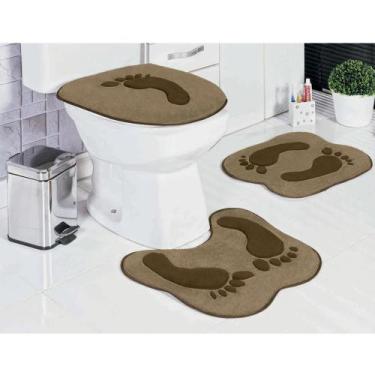 Imagem de Kit Tapetes De Banheiro Pegada Antiderrapante 3 Peças - Castor - Guga