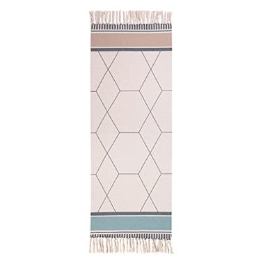 Imagem de jia cool Tapete vintage boêmio, lavável, feito à mão, feito à mão, tapete longo com franjas marroquinas para sala de estar, cabeceira, corredor, cozinha, banheiro, quarto, lavanderia, 61 x 89 cm