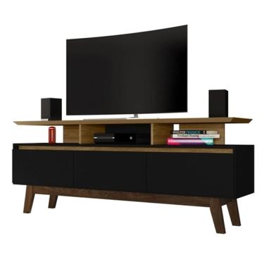 Imagem de Rack Rubi para TV até 65`` Cinamomo/Preto Fosco - Móveis Bechara