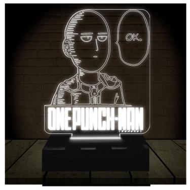 Imagem de Luminária Led Abajur  3D  One Punch Man Saitama Ok - Rb Criações