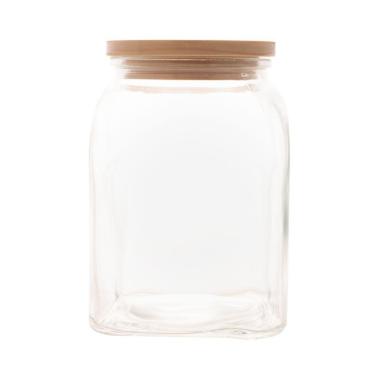 Imagem de Porta Mantimento de Vidro com Tampa de Bambu 1L - Lyor