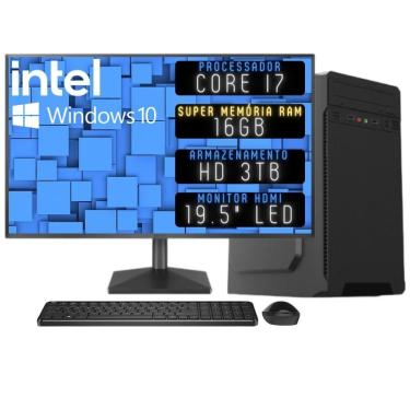 Imagem de Computador Completo 3green Desktop Intel Core i7 16GB Monitor 19.5&quot; HDMI HD 3TB Windows 10  3D-097