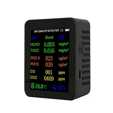 Imagem de JOYID Medidor Portátil de Qualidade do Ar 9em1 PM2.5 PM10 CO CO2 TVOC HCHO Testador de Temperatura e Umidade Tela Colorida Detector de Dióxido de Carbono