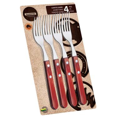 Imagem de Conjunto de Garfos para Churrasco Tramontina Jumbo 21199797 Vermelho - 4 peças