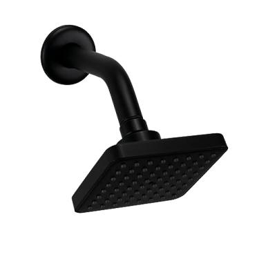 Imagem de Ducha Chuveiro Flatt Quadrado ABS Preto c/Braço Parede