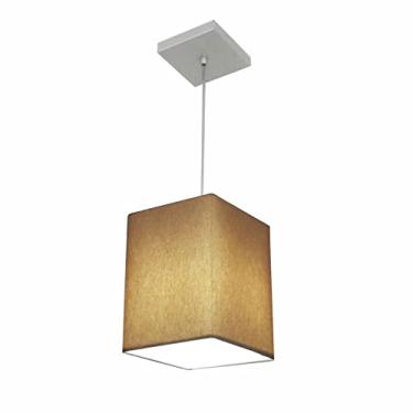 Imagem de Lustre Pendente Quadrado Cúpula Tecido 25/16x16 cm, Vivare Iluminação, Pendente4007 LP, Palha, Pequeno
