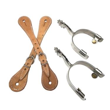 Imagem de Kit Quarto De Milha Espora + Correia De Couro Legitimo de Inox Oferta (natural)