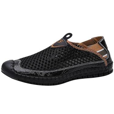 Imagem de Novos sapatos masculinos de malha sapatos esportivos de lazer são respiráveis no verão sapatos casuais tênis para homens, Preto, 15