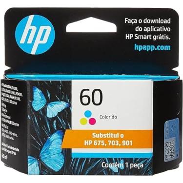 Imagem de Cartucho HP 60 Colorido Original (CC643WB) Para HP Deskjet F4224, F4480, F4580, D1660, Photosmart D110a, C4780, ENVY D410a, Officejet 4000, 4575, 4500, 4680