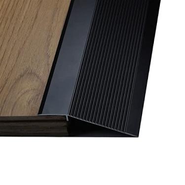 Imagem de Barras de piso faixa limite tapete perfil cobertura transição 10 cm extra largo limite redutor para portas carpete azulejo acabamento de borda (cor: preto)
