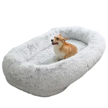 Imagem de Cama grande para cachorro humano, 64,9" x 37,4" x 11,8"/74,8" x 47,2" x 13,7" Cama gigante para cachorro para humanos, cama de cochilo lavável de pele sintética (Color : Gradient Grey, Size : 5XL)