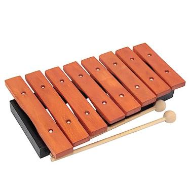 Imagem de Xilofone de madeira com 8 notas de 24 cm, inclui 2 marretas de madeira, instrumento de percussão (1 peça)