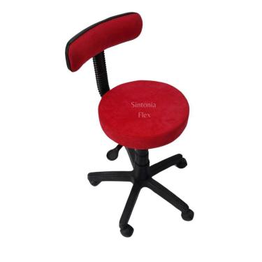 Imagem de Cadeira secretaria mocho podóloga estética - para dentista,manicure, tatuador,  suede vermelho