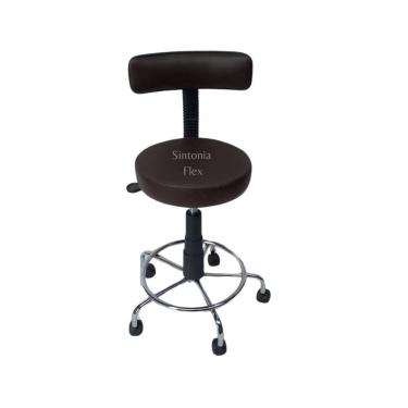 Imagem de Cad. mocho potogolo estética c/ regulagem de altura a gás tatuador manicure-base e apoio de pés cromada corano marrom