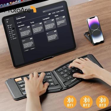Imagem de Protoarc-mini teclado dobrável  recarregável  ergonômico  split  para ios  android  windows