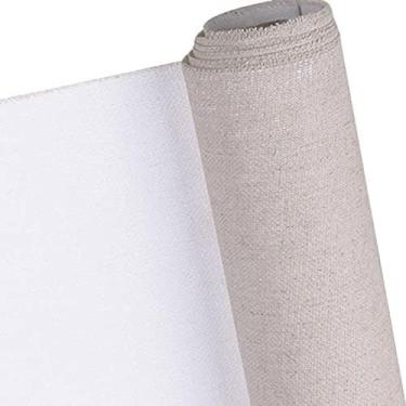Imagem de Rolo de tela enrolada de 5 m de tela em branco profissional para pintura camada de pintura a óleo acrílica mistura de linho materiais de arte preparados para artista, largura 28 cm