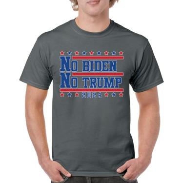 Imagem de Camiseta masculina No Biden No Trump 2024 Vote Eleição Presidencial Candidato Democrata Republicano Independente, Carvão, GG