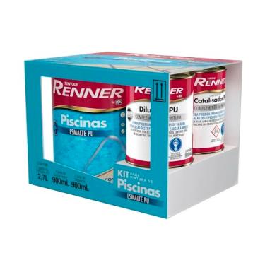 Imagem de Kit Tinta Para Piscina Azul Brilhante Renner 4,5lt Impermeável